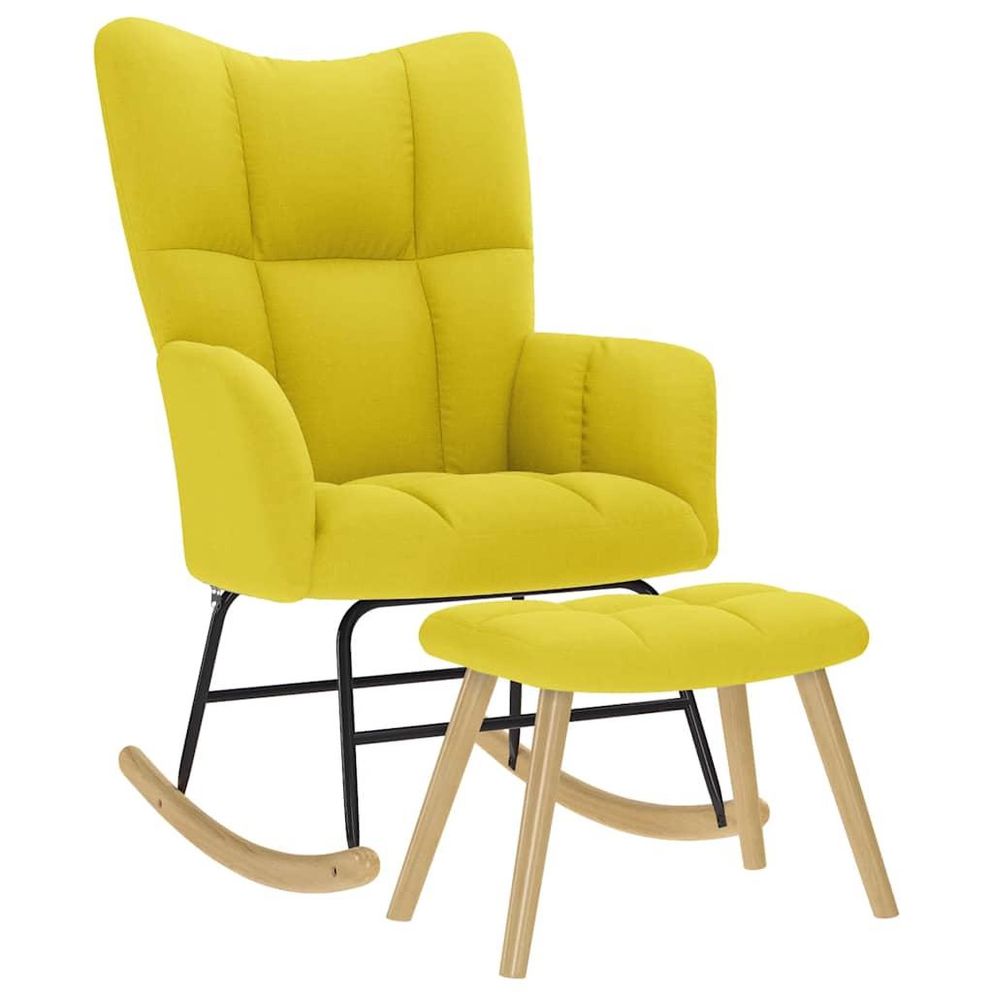 Voir la diapositive 2 : VIDAXL Chaise a bascule avec repose-pied jaune clair tissu