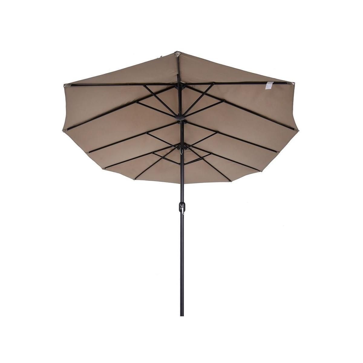 KZ GARDEN Parasol de terrasse double Marron Taupe 4.50 x 2.65 x H 2.40 Toile polyester TWIN KZ GARDEN