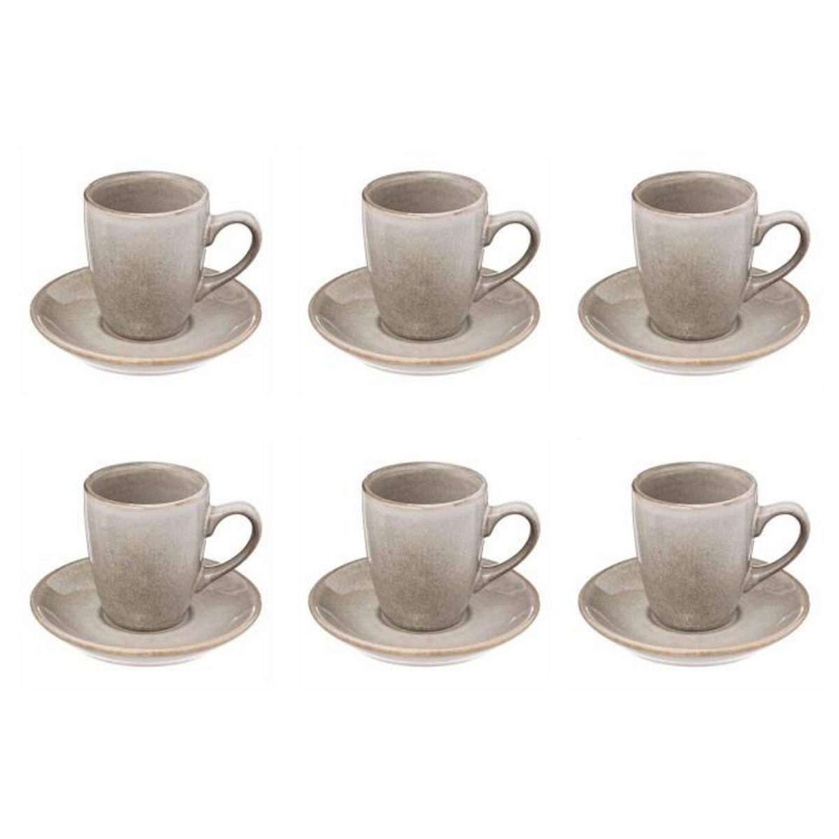 SECRET DE GOURMET Lot de 6 Tasses & Sous-Tasses  Callie  9cl Taupe