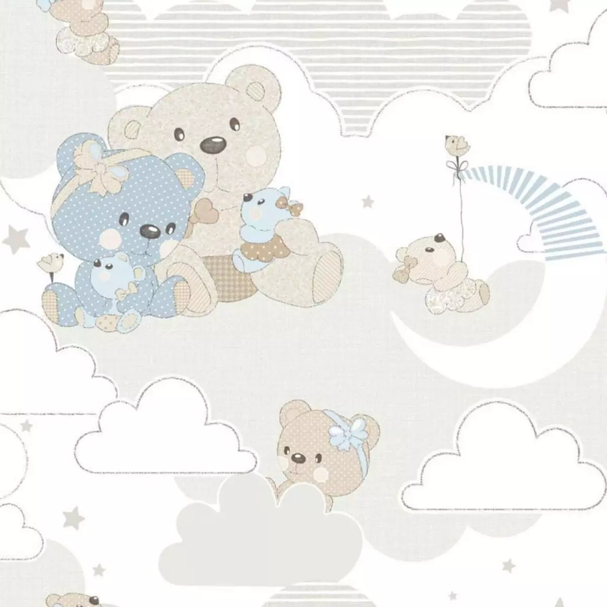 Noordwand Noordwand Papier peint Mondo baby Hug Bears Bleu et beige