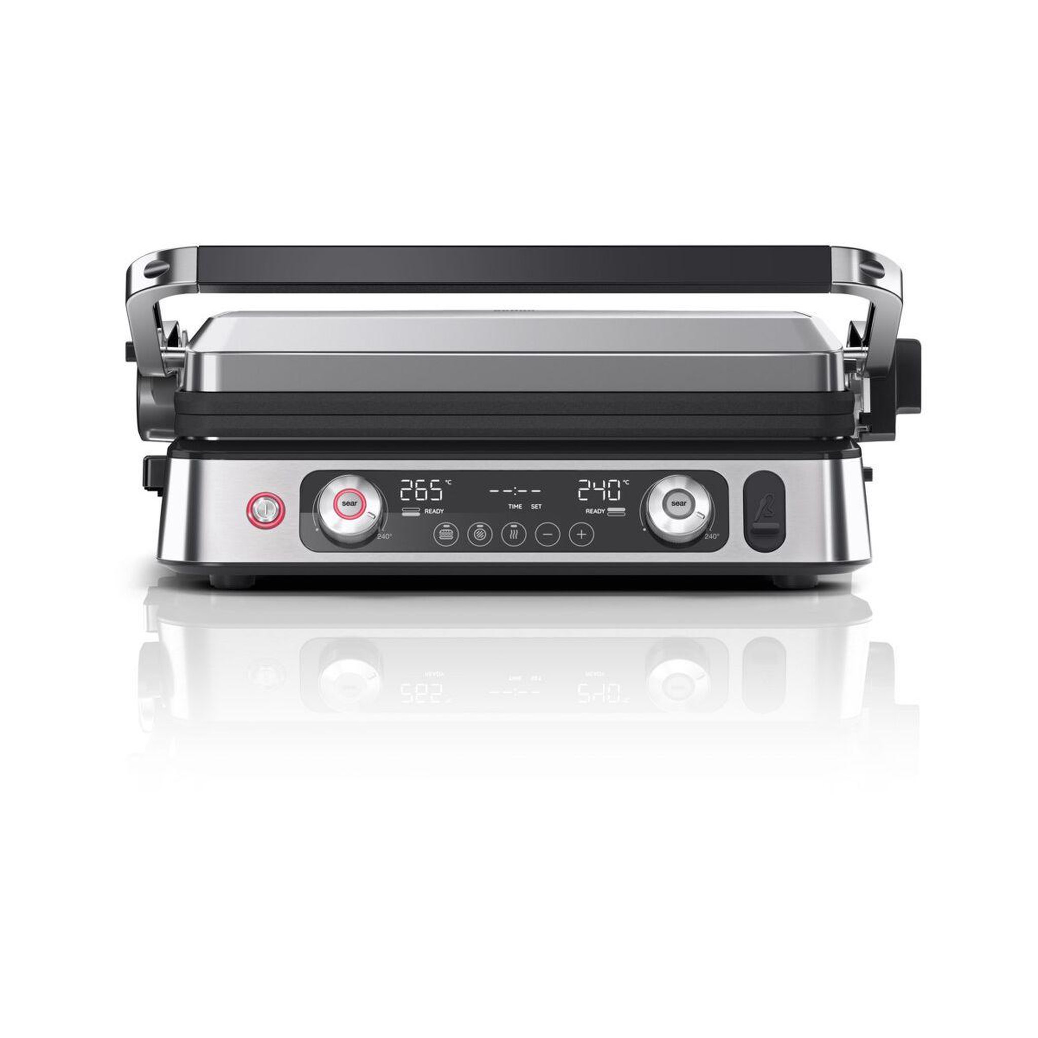 Voir la diapositive 3 : BRAUN Grille-viande CG9160 inox 2 zones de cuissson, plaques amovible, sonde, 37x23 cm