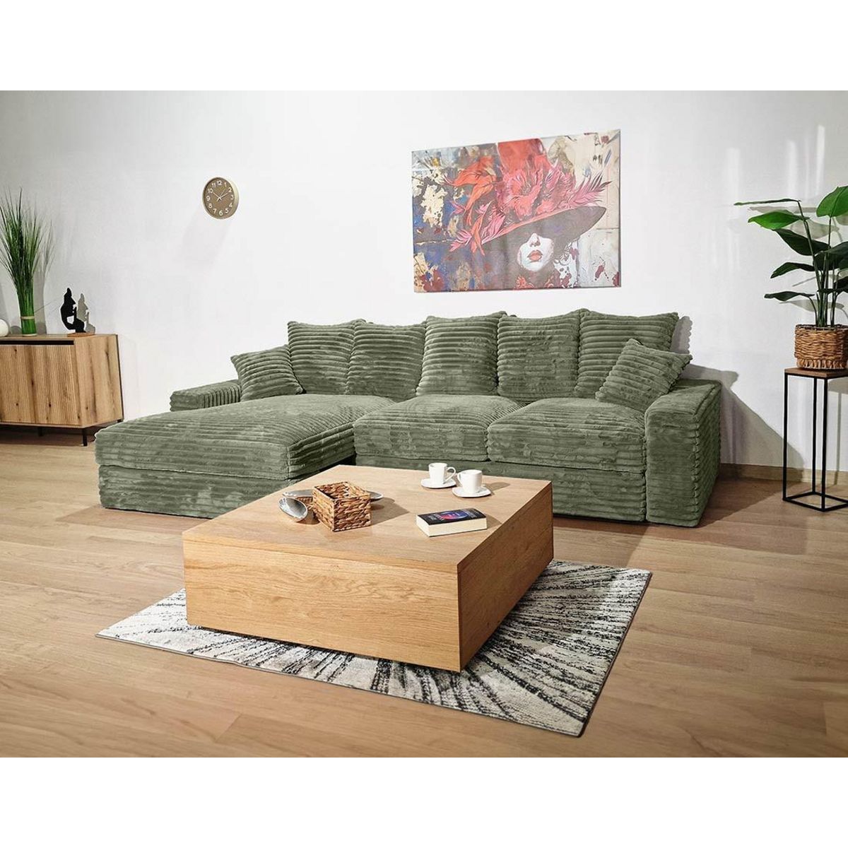 LISA DESIGN Andy - canapé d'angle gauche 5 places en fausse fourrure côtelée