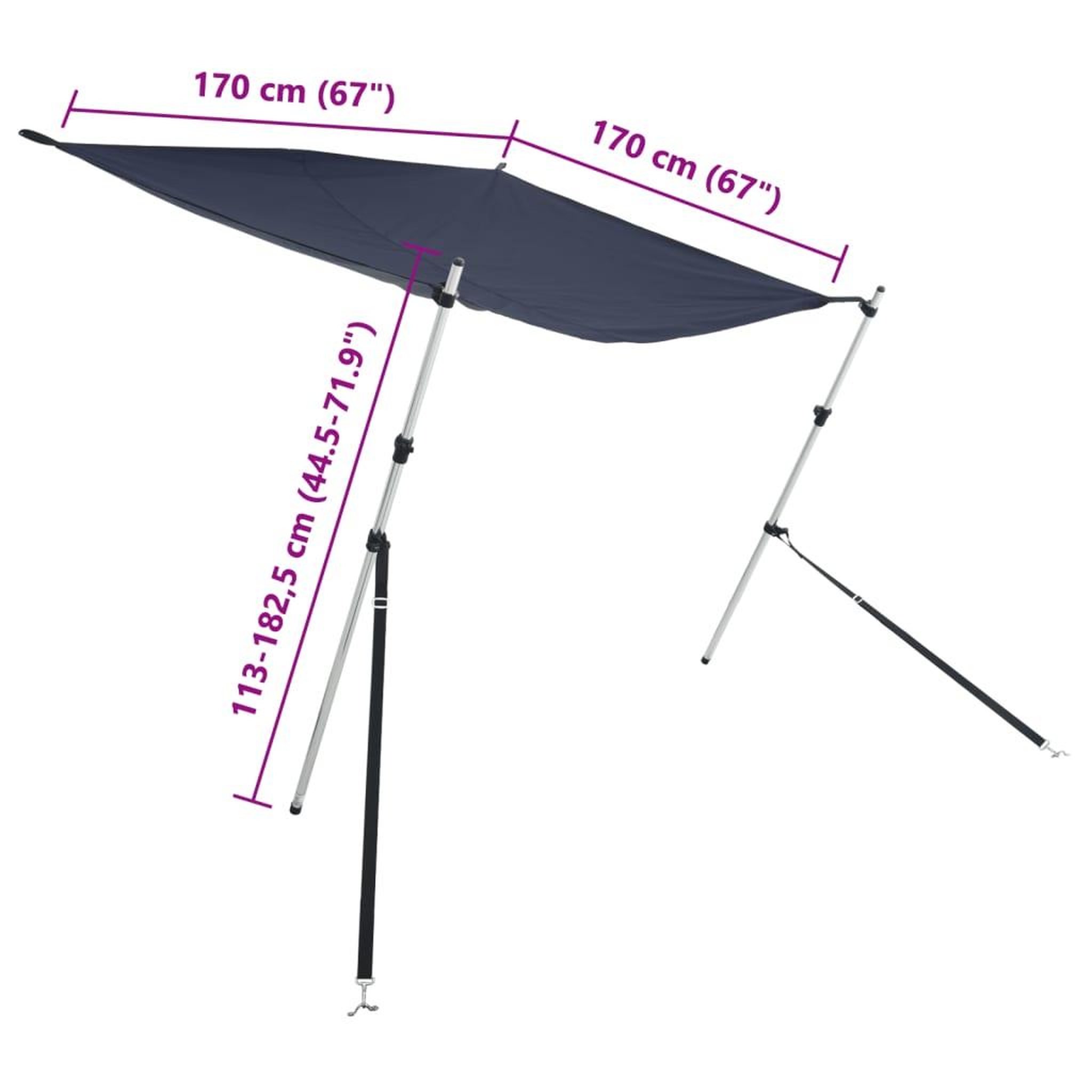 Voir la diapositive 6 : VIDAXL Kit d'extension d'ombrage T-Top bleu 170x170x(113-182,5) cm