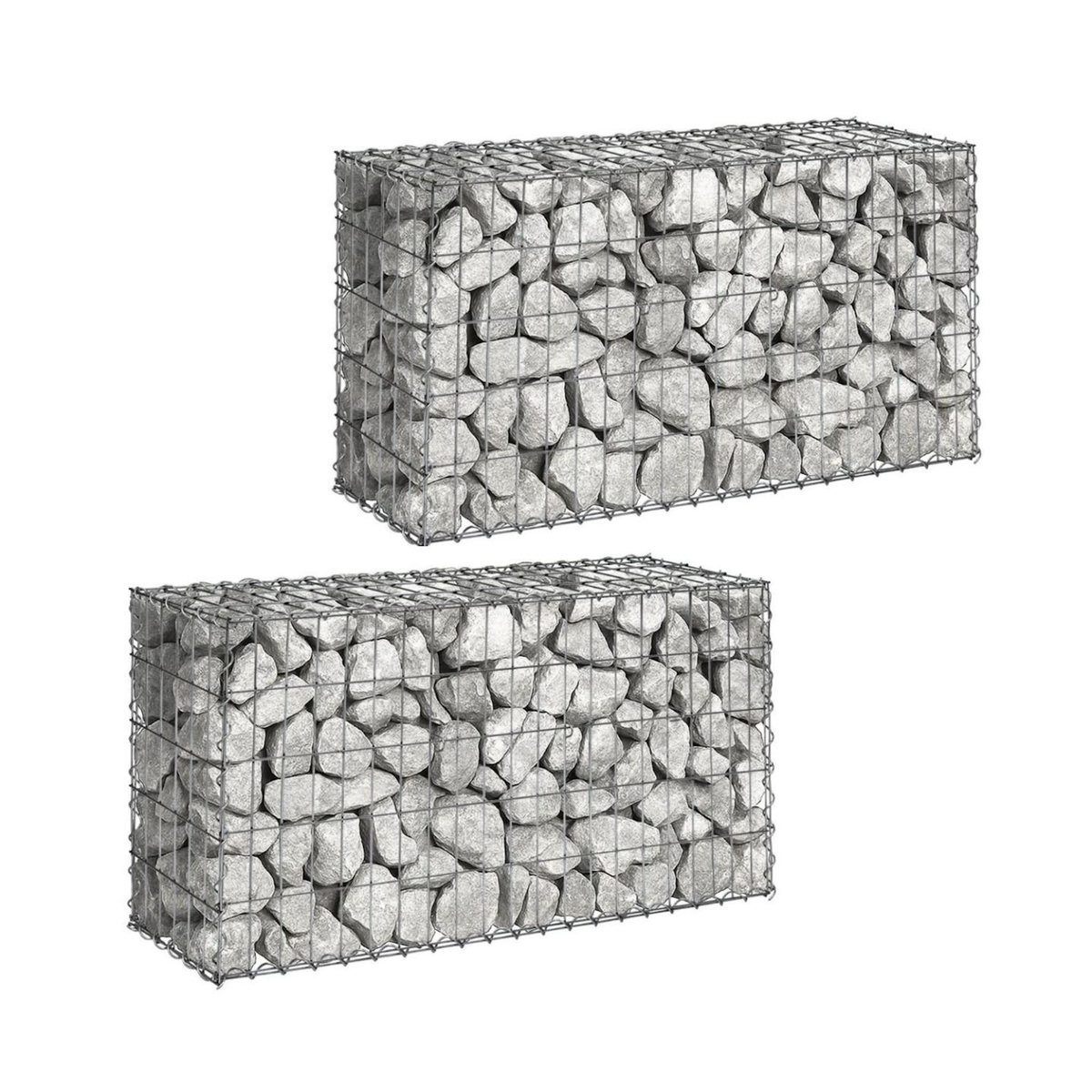 ID MARKET Lot de 2 gabions pour pierre 100 x 30 x 50 cm