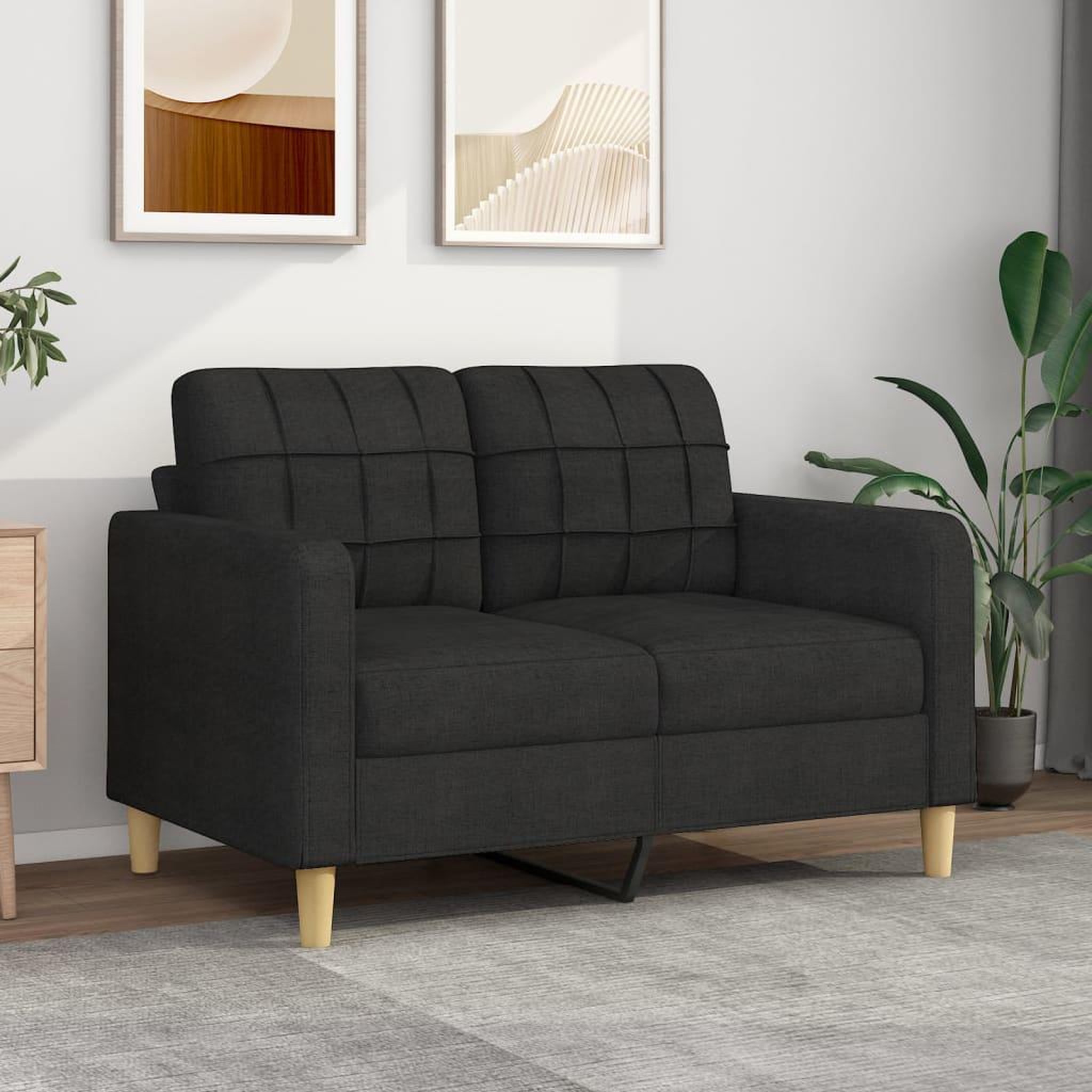 VIDAXL Canape a 2 places Noir 120 cm Tissu