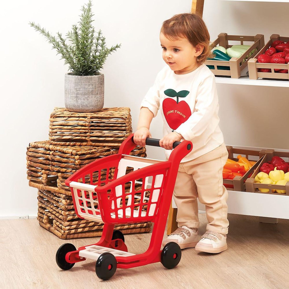 Ecoiffier Chariot de supermarché garni - ECOIFFIER - 11 accessoires - Des 18 mois