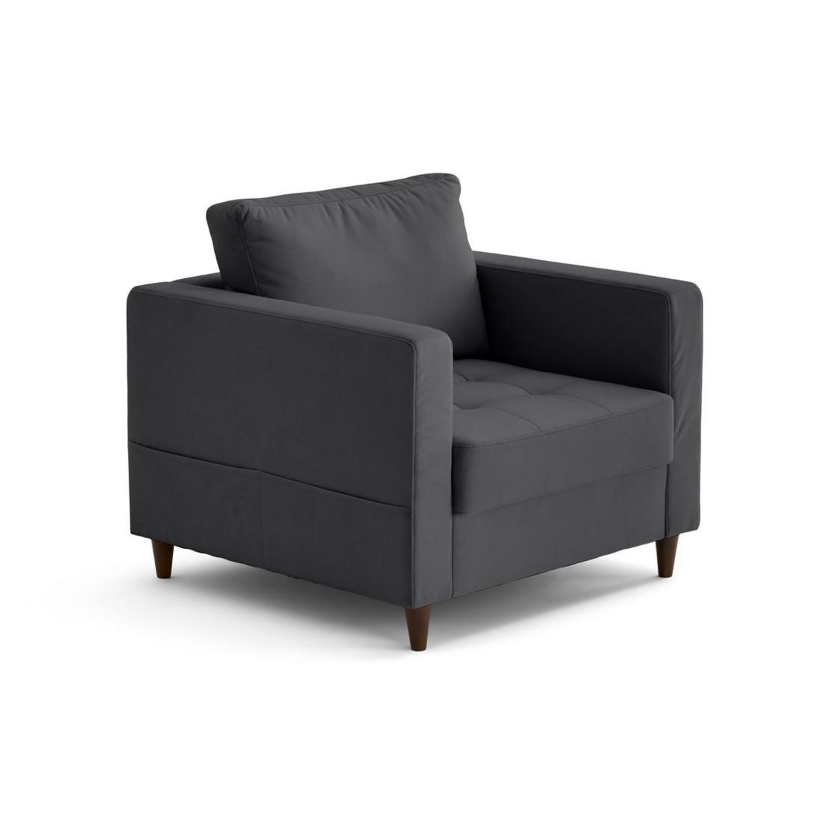 LISA DESIGN Anna - fauteuil avec poche en velours - pieds en bois