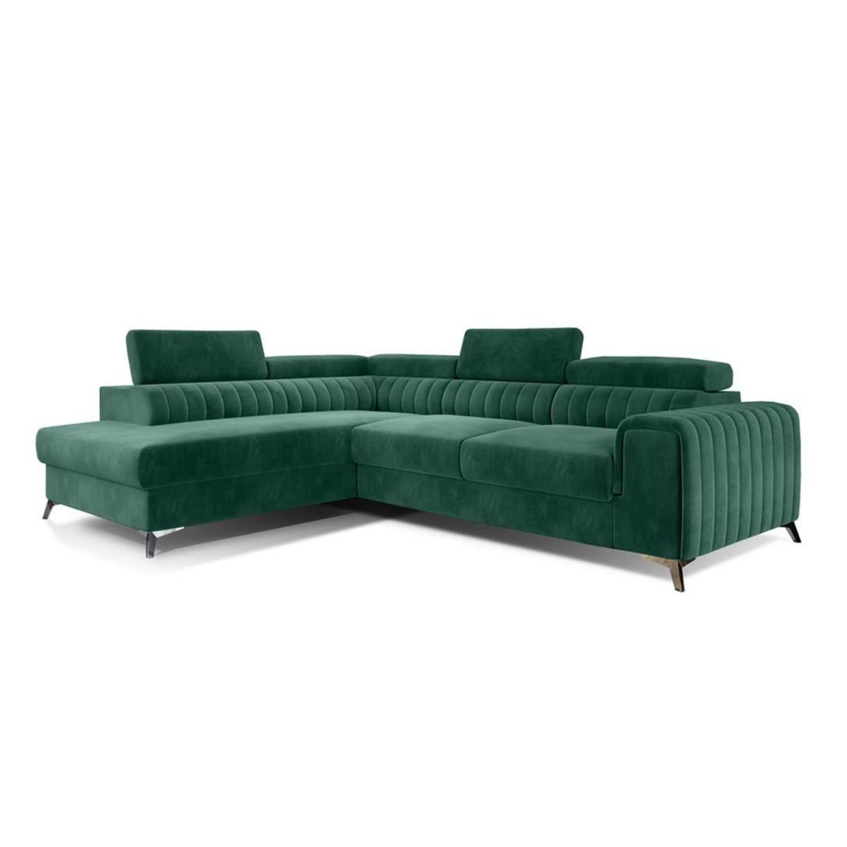 BEST MOBILIER Talisay - canapé d'angle gauche - 5 places - convertible avec coffre - en velours