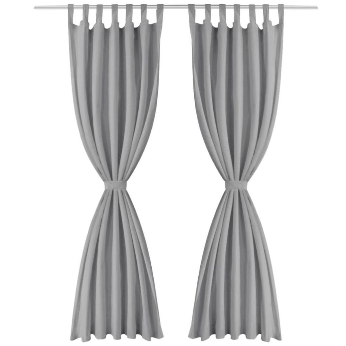 VIDAXL Rideau occultant avec boucles 2 pcs 140 x 225 cm Gris