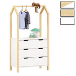 IDIMEX Commode AMIRA type Montessori, avec 3 tiroirs, en pin massif. Coloris disponibles : Blanc, Bicolore, Marron