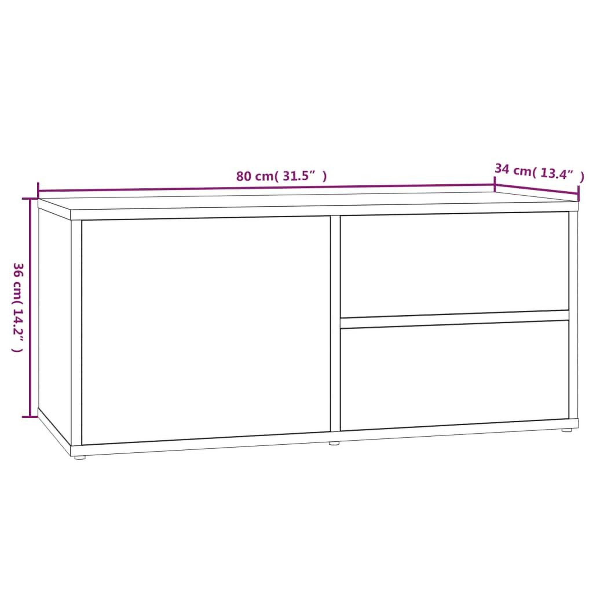 Voir la diapositive 6 : VIDAXL Meuble TV Sonoma gris 80x34x36 cm Bois d'ingenierie