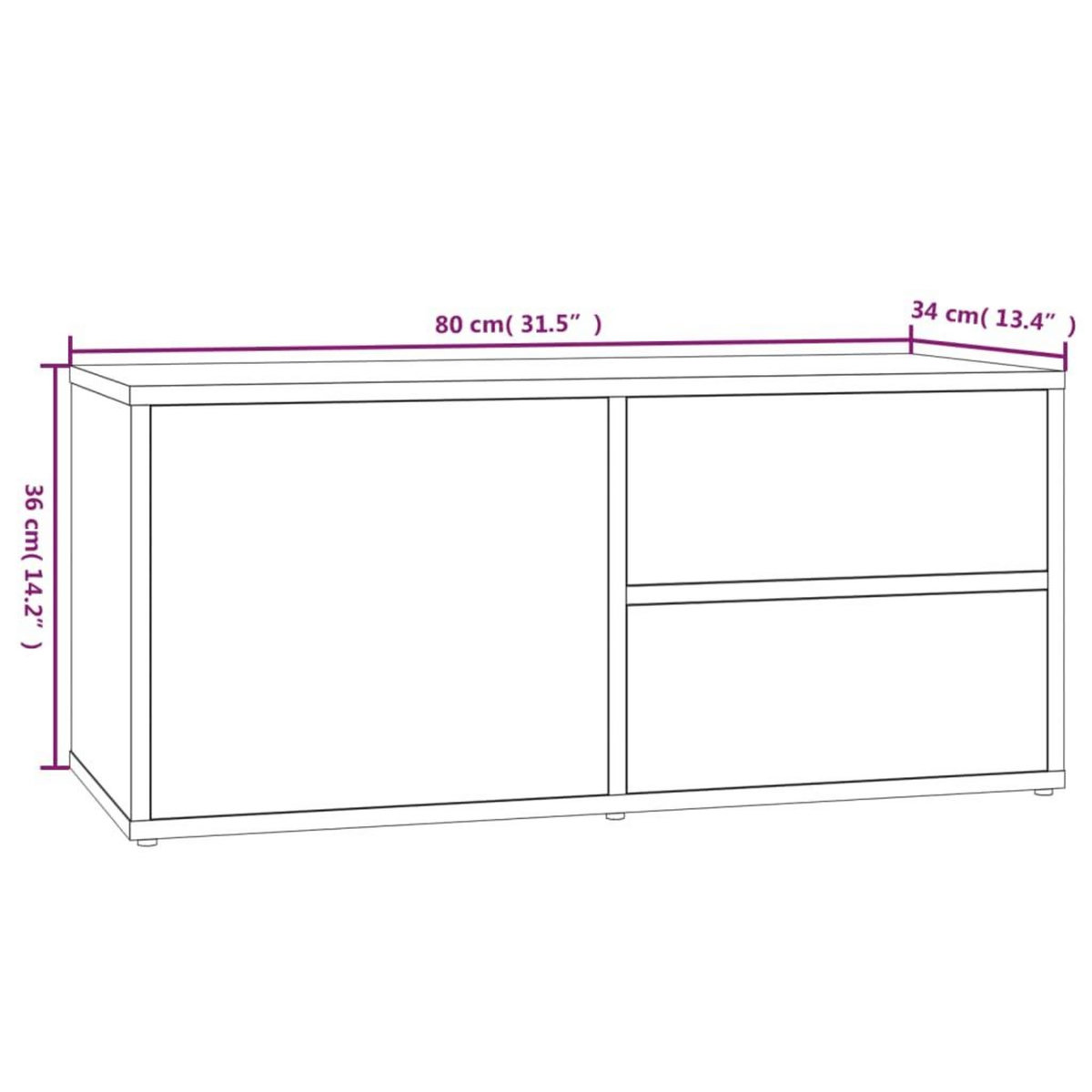 VIDAXL Meuble TV Sonoma gris 80x34x36 cm Bois d'ingenierie