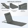 Voir la diapositive 6 : OUTSUNNY Lot de 2 tapis de plage rembourrés - dossier inclinable 5 positions - sac transport inclus - acier polyester gris