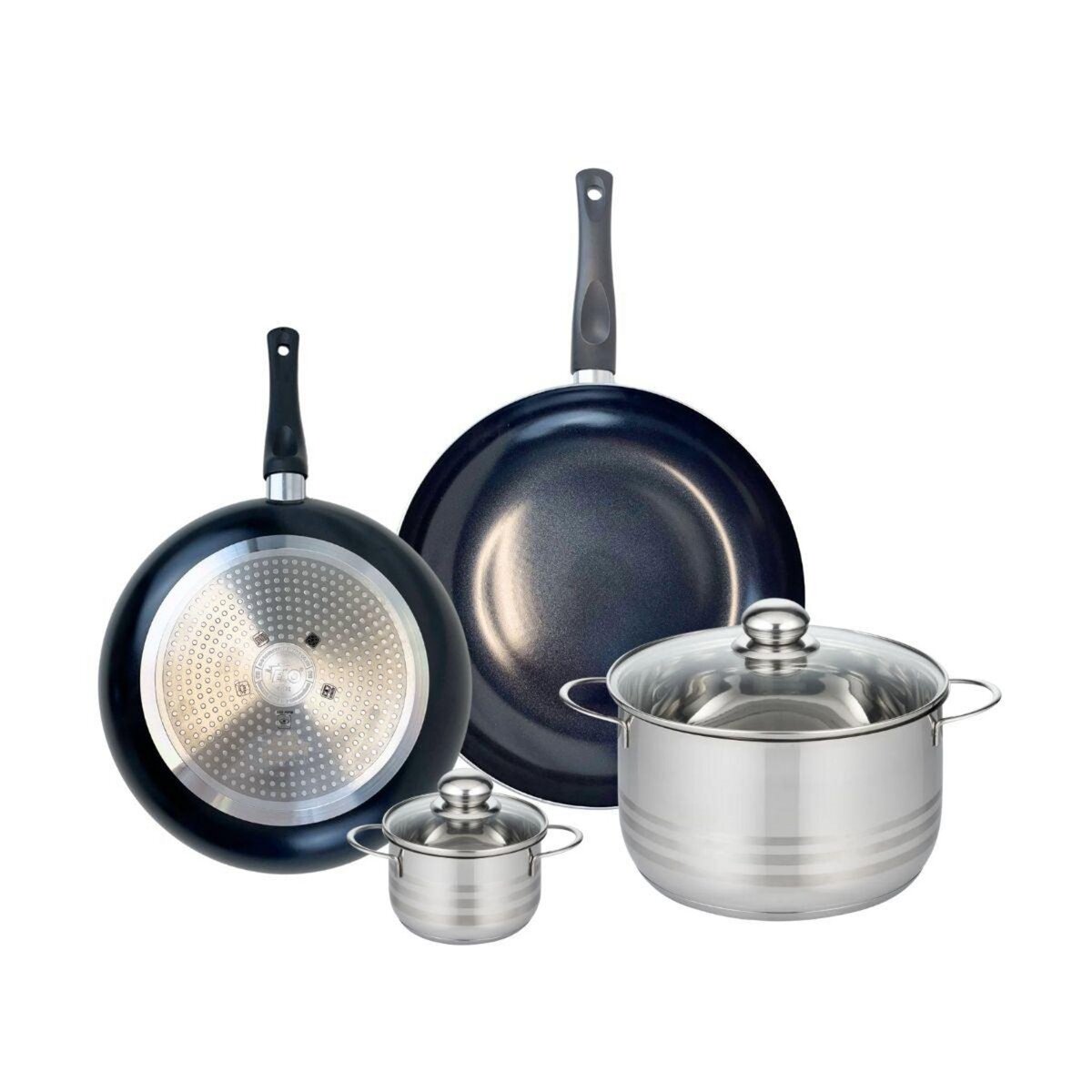 ELO Ensemble de 2 Poêles de cuisson 28 et 32 cm et 2 faitouts 12 et 24 cm Elo Prima Brillant