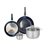 ELO Ensemble de 2 Poêles de cuisson 28 et 32 cm et 2 faitouts 12 et 24 cm Elo Prima Brillant