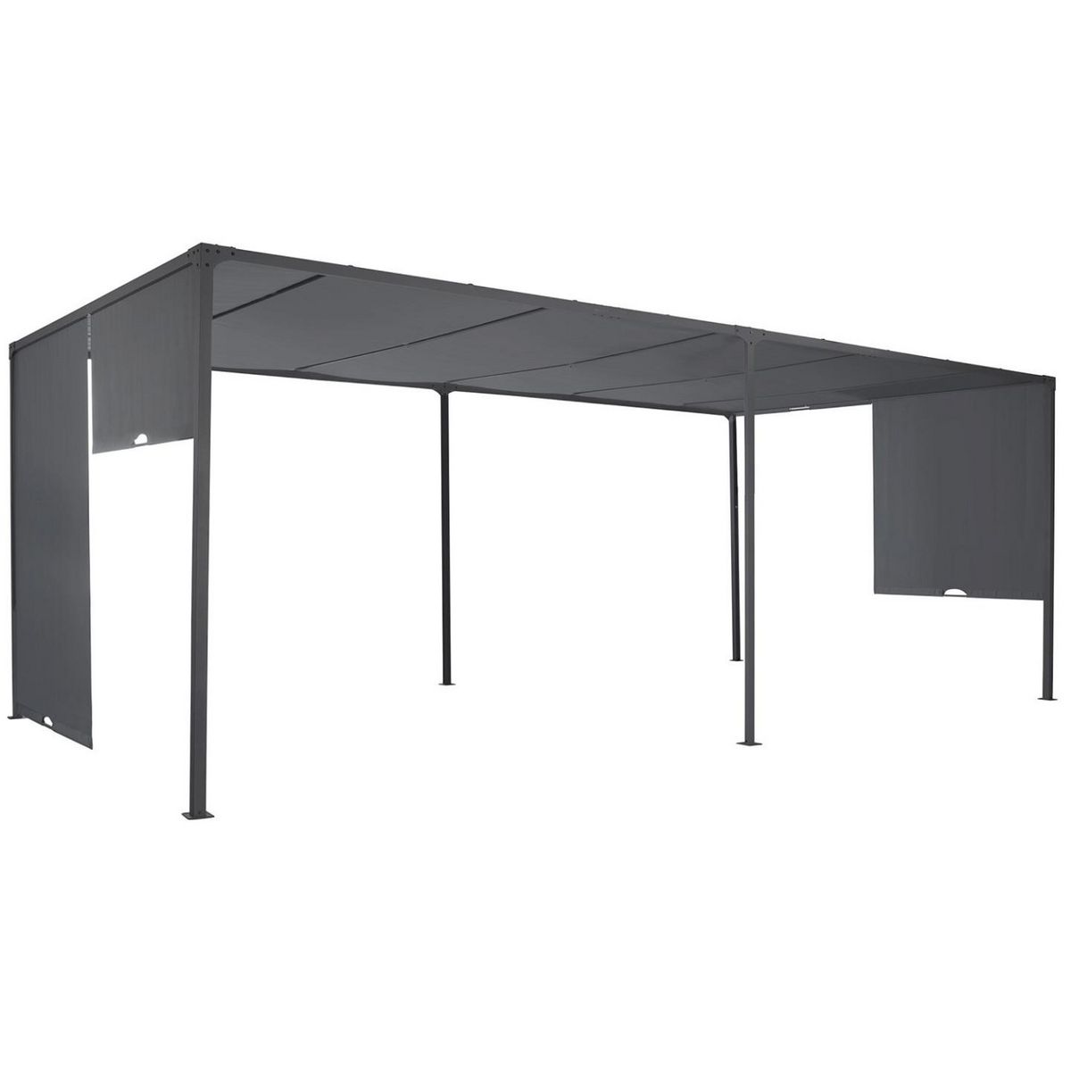 ID MARKET Pergola coulissante 2 pans 3x6 M belvédère de jardin toile gris anthracite