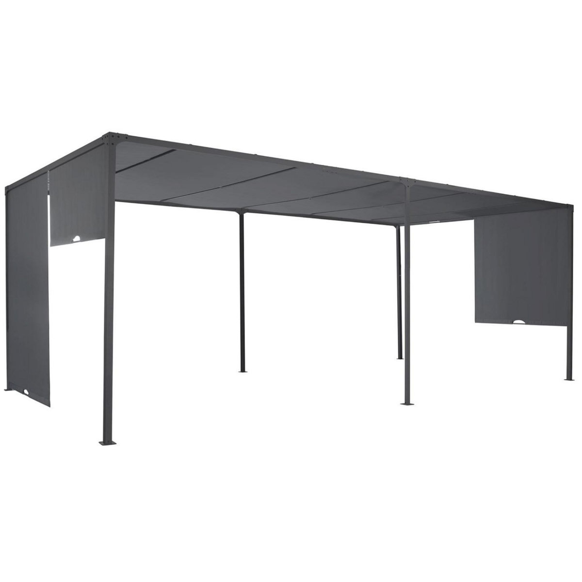 ID MARKET Pergola coulissante 2 pans 3x6 M belvédère de jardin toile gris anthracite