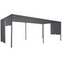Voir la diapositive 3 : ID MARKET Pergola coulissante 2 pans 3x6 M belvédère de jardin toile gris anthracite