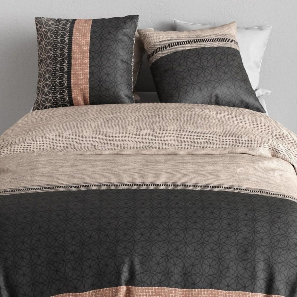 ATELIER DU COTON Housse de couette 240x220 + 2 taies en coton 57 fils