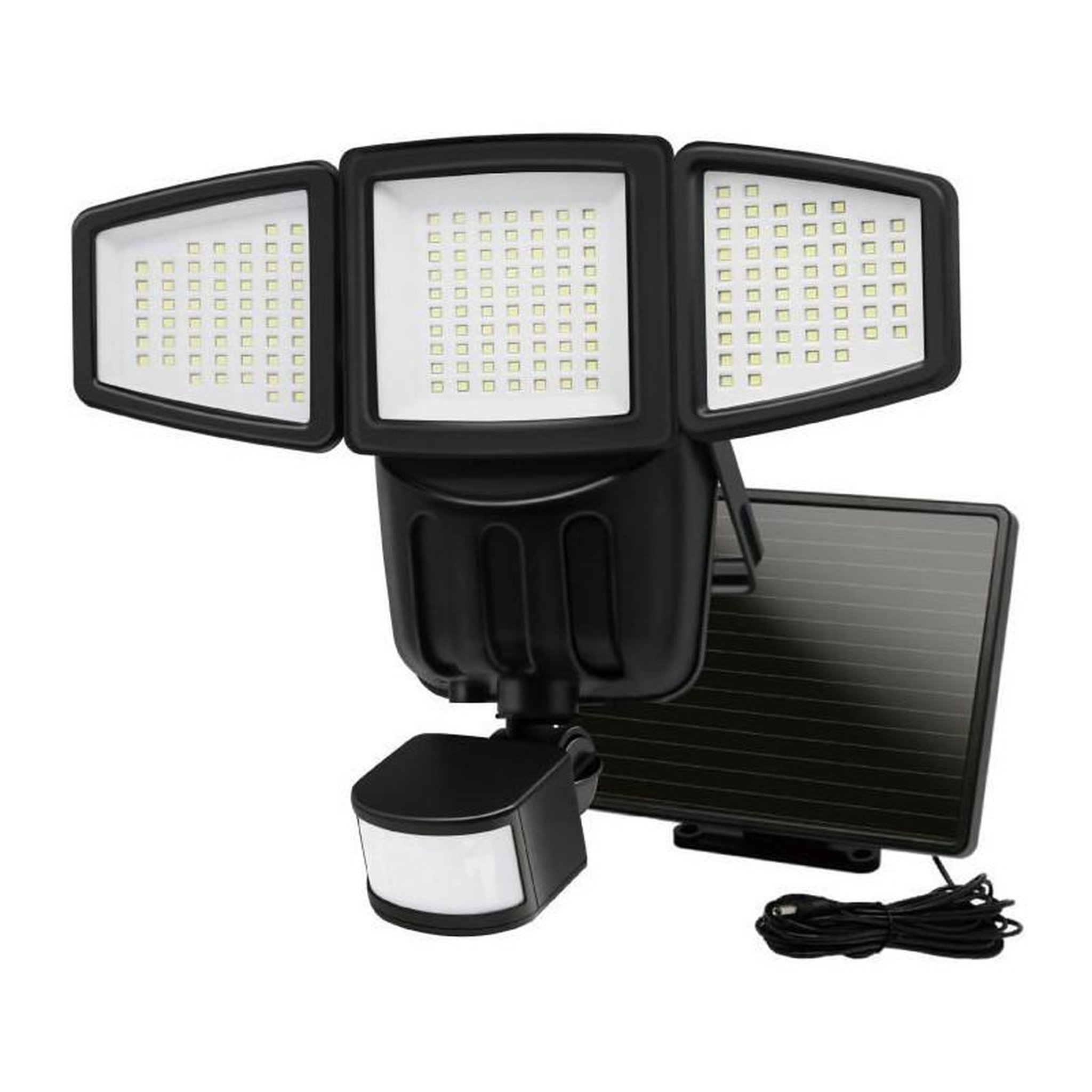 Voir la diapositive 2 : Galix Projecteur Solaire 3 Tetes GALIX G4442 - 1500 Lumens - 182 LED SMD - Mode AUTO ou Marche Forcée