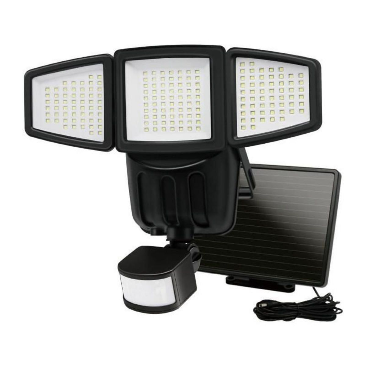 Galix Projecteur Solaire 3 Tetes GALIX G4442 - 1500 Lumens - 182 LED SMD - Mode AUTO ou Marche Forcée