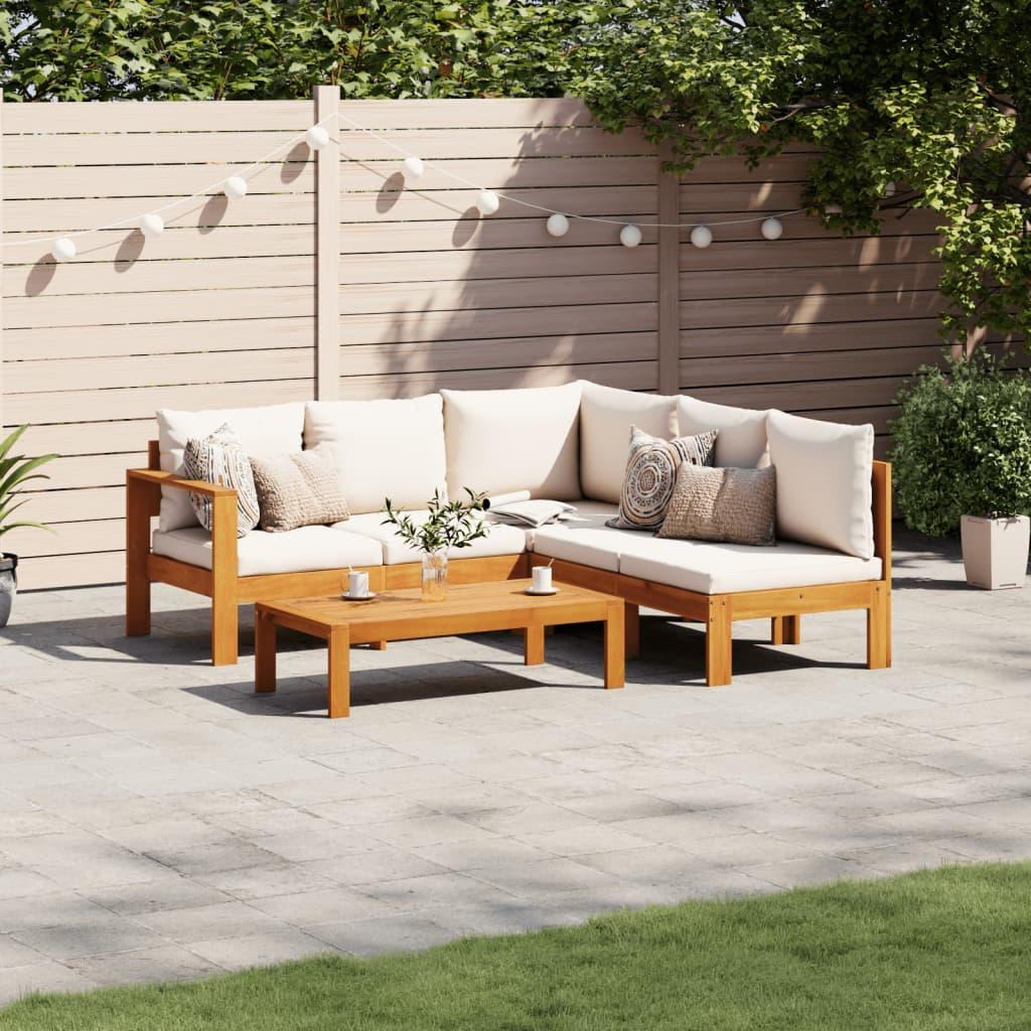 VIDAXL Salon de jardin avec coussins 4 pcs bois d'acacia massif