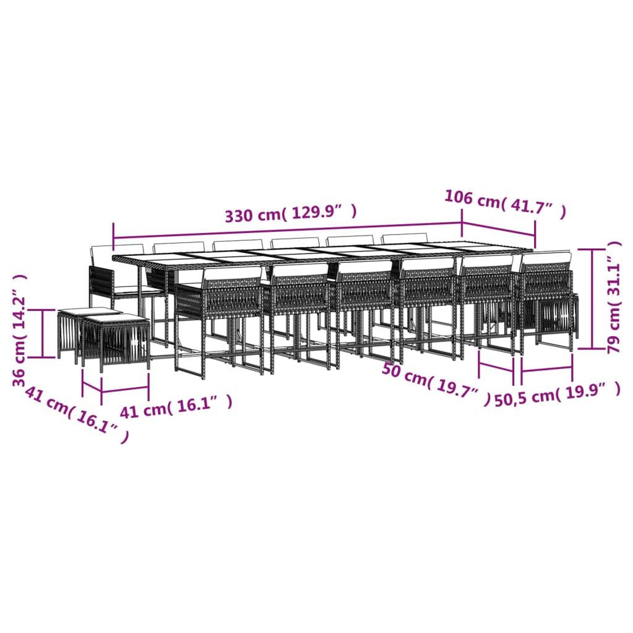 Voir la diapositive 6 : VIDAXL Ensemble a manger de jardin et coussins 17 pcs marron rotin