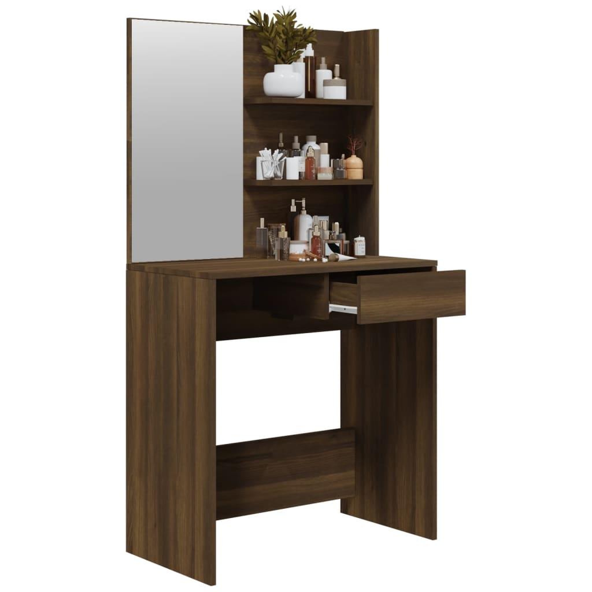 Voir la diapositive 5 : VIDAXL Coiffeuse avec miroir Chene marron 74,5x40x141 cm