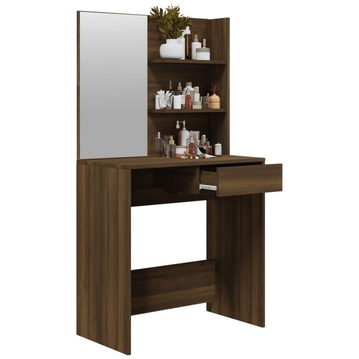 VIDAXL Coiffeuse avec miroir Chene marron 74,5x40x141 cm