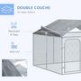 Voir la diapositive 5 : PAWHUT Chenil extérieur avec toit pour chien 5 m² - parc grillagé 230 x 230 x 175 cm - espace couvert - acier galvanisé