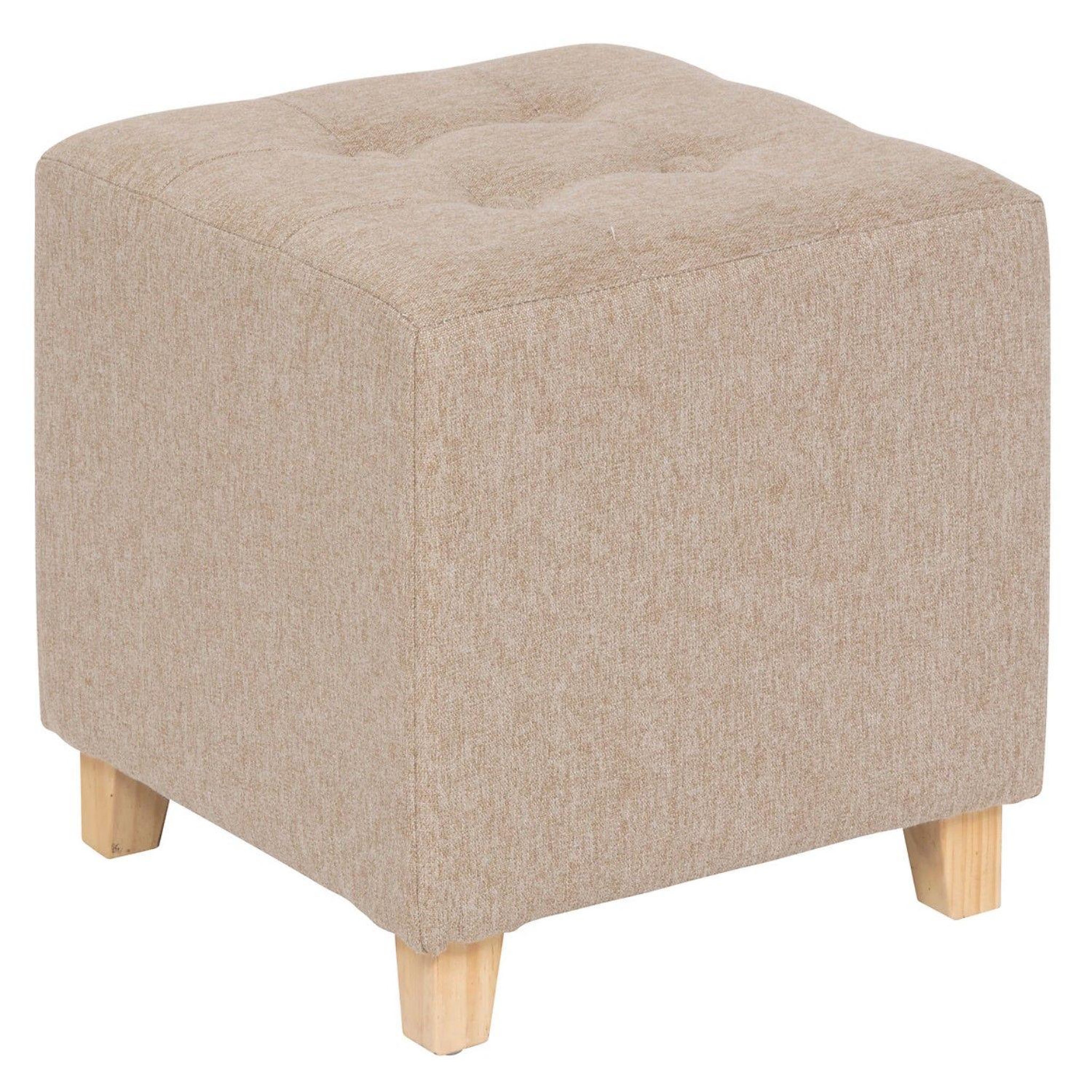 ATMOSPHERA Pouf carré en tissu leandre - beige