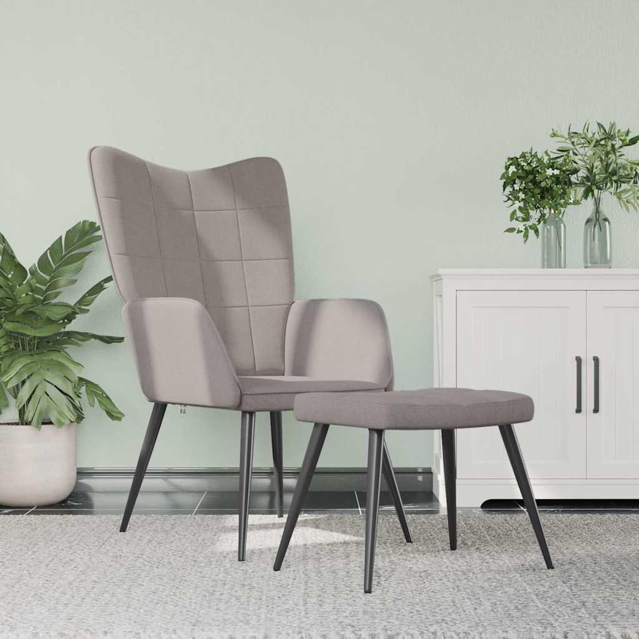 VIDAXL Chaise de relaxation avec tabouret Taupe Tissu