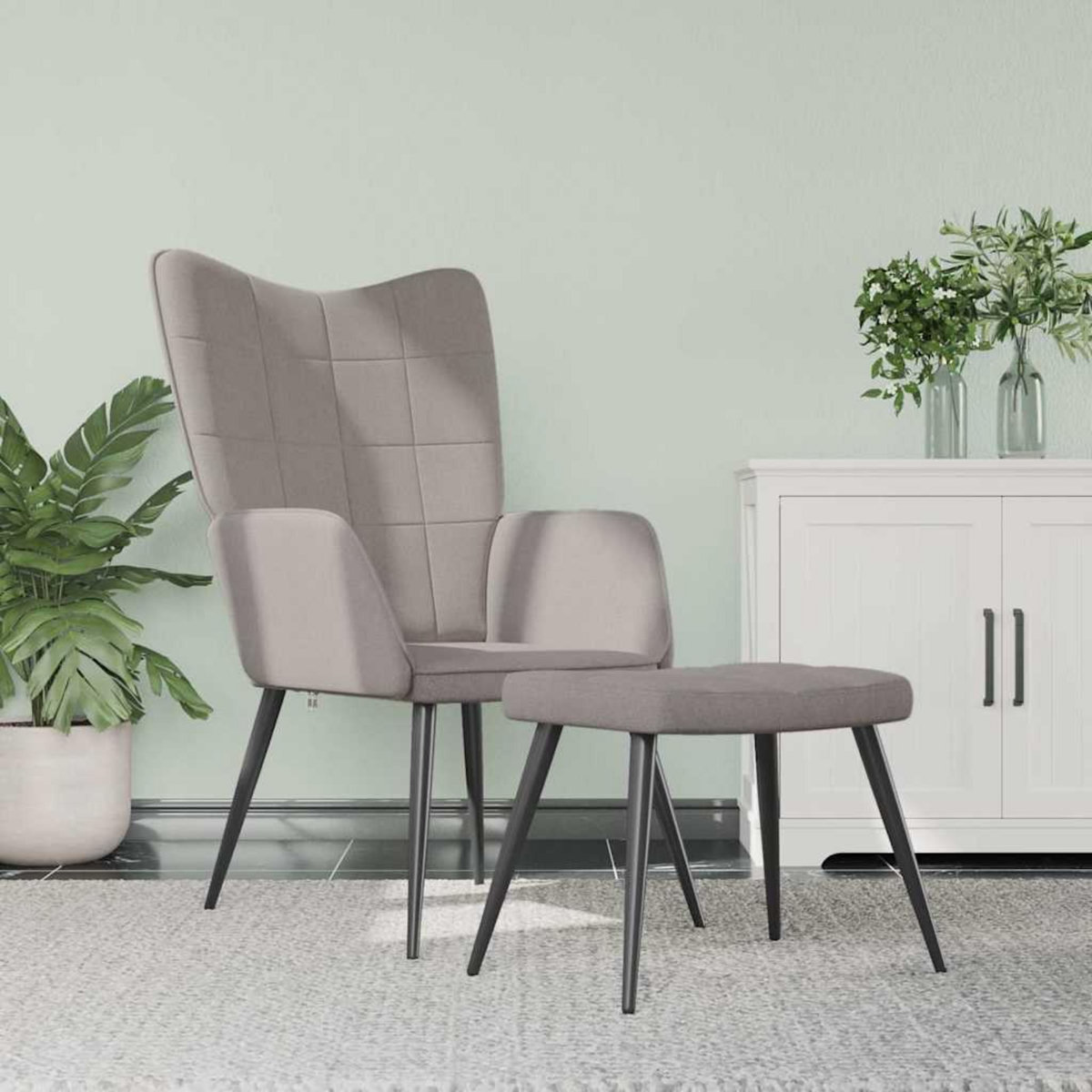 VIDAXL Chaise de relaxation avec tabouret Taupe Tissu