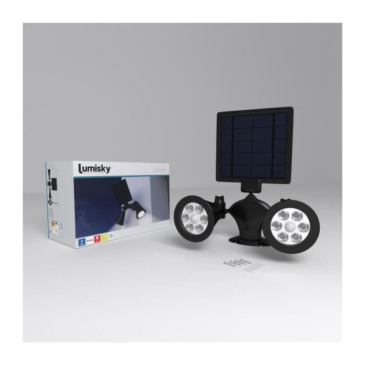 Lumisky Double projecteur solaire avec détecteur DOLBY Noir Plastique 600LM