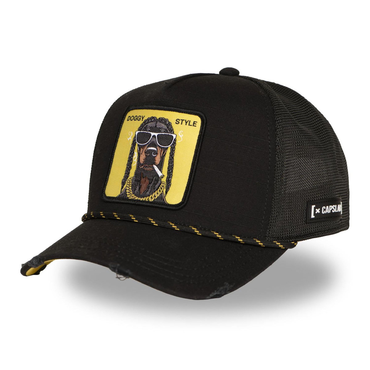 CAPSLAB Casquette trucker premium avec filet et patch Doggy style
