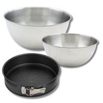 ZENKER Ensemble comprenant 1 Moule à manqué 26 cm, 1 spatule Zenker et 2 bols à mixer en inox Fackelmann