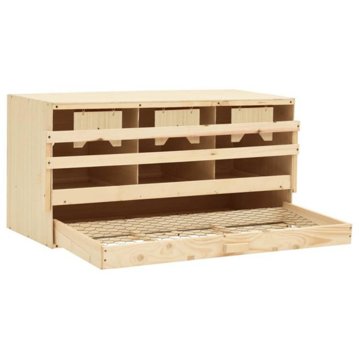 VIDAXL Pondoir 3 compartiments 72x33x38 cm bois de pin massif