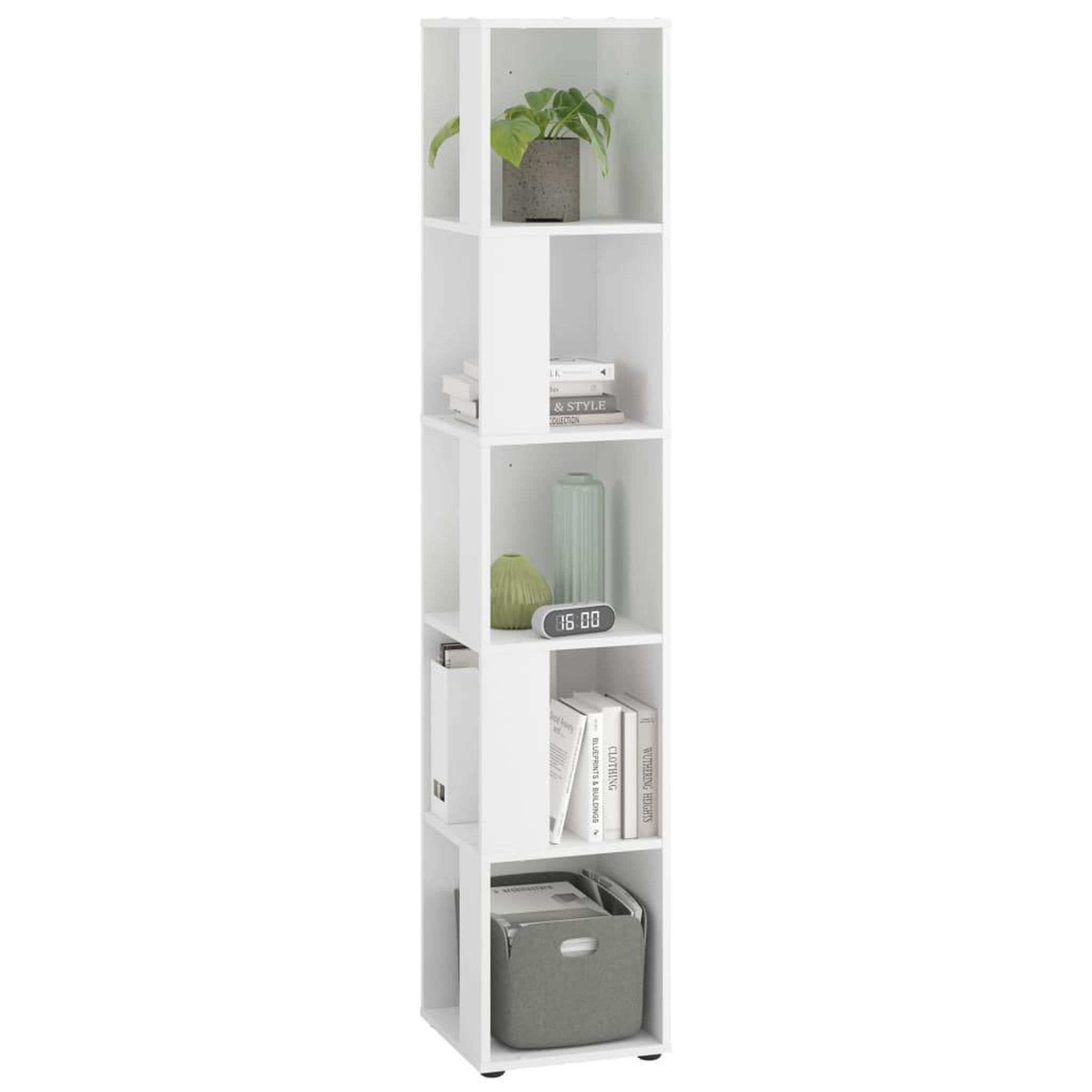 Voir la diapositive 4 : FMD FMD Etagere d'angle avec 10 compartiments lateraux blanc