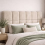 Voir la diapositive 2 : ID MARKET Tête de lit suspendue matelassée NUAGE velours beige 160 cm
