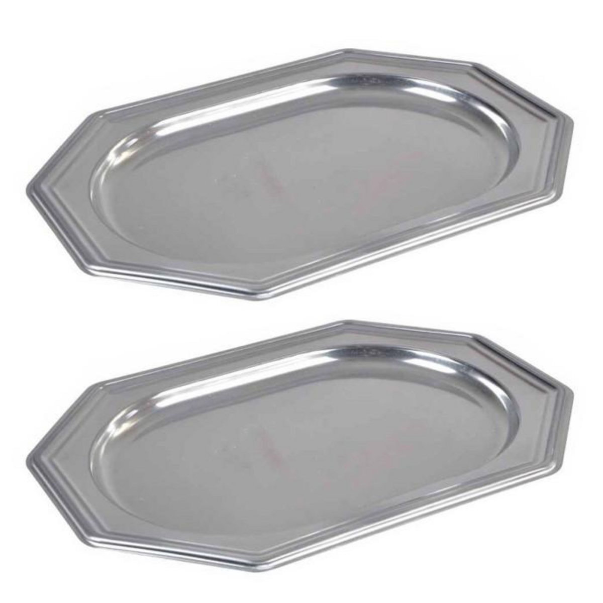 Paris Prix Lot de 2 Plateaux Déco  Octogonaux  34cm Argent