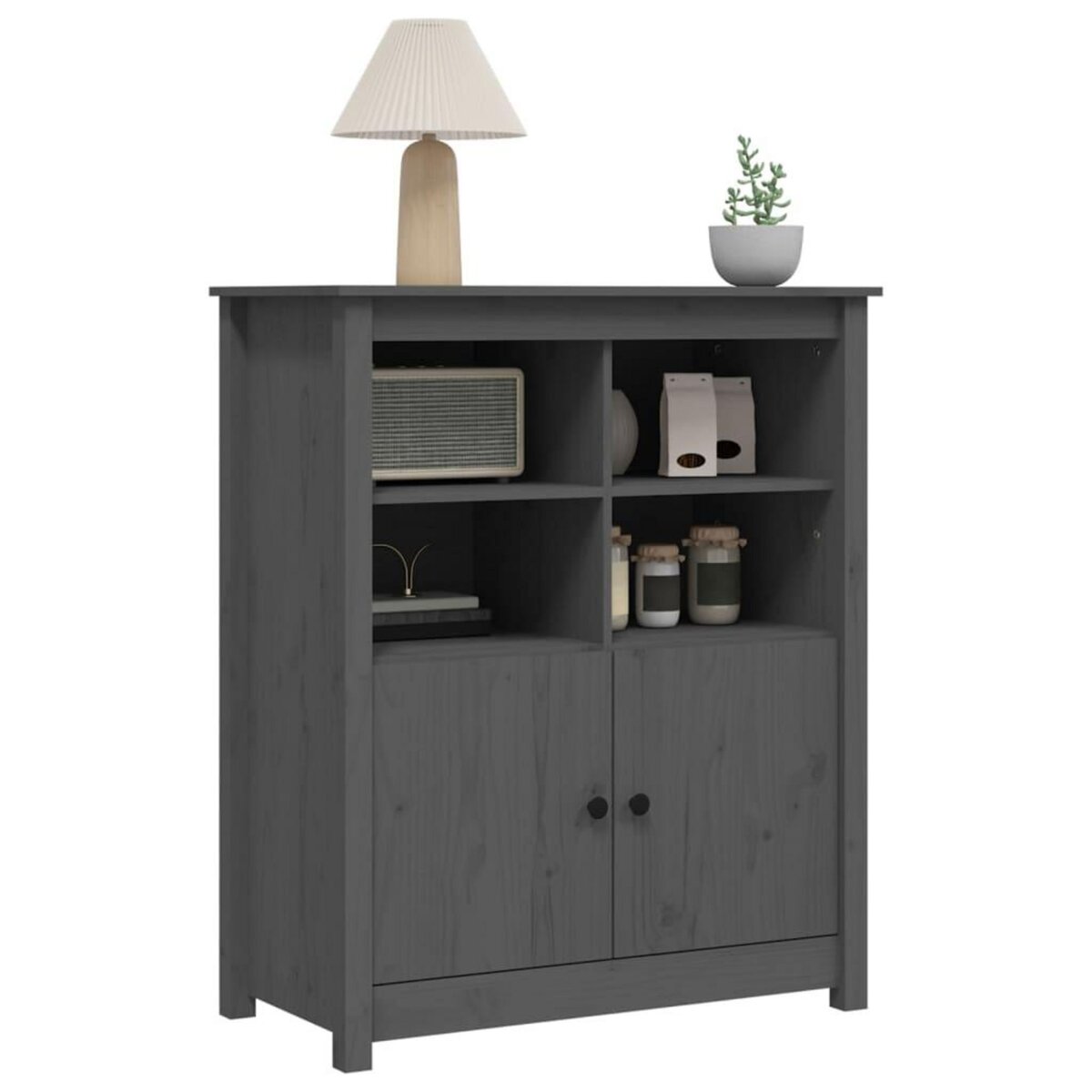VIDAXL Buffet Gris 83x41,5x100 cm Bois massif de pin