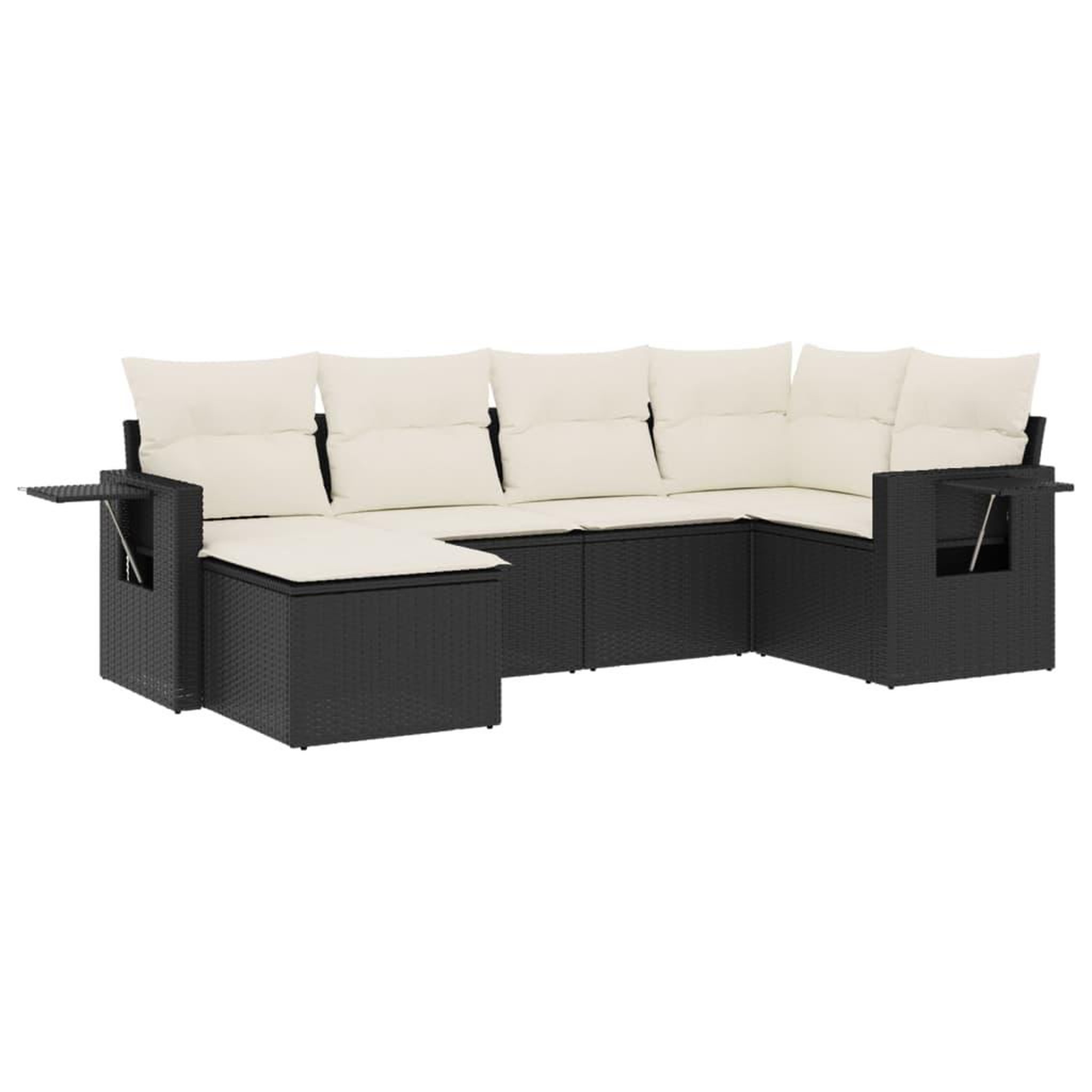 Voir la diapositive 2 : VIDAXL Salon de jardin 6 pcs avec coussins noir resine tressee
