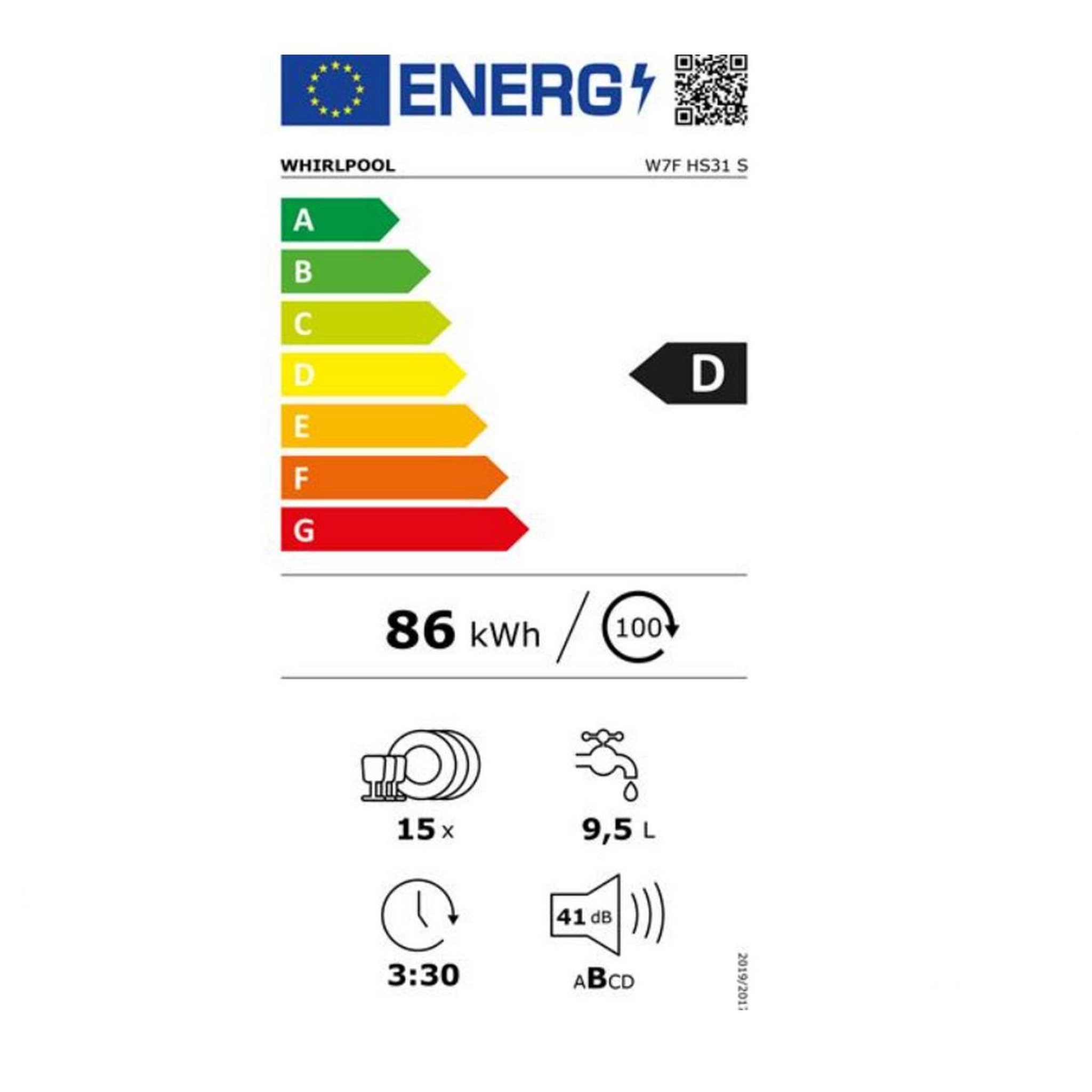 Voir la diapositive 2 : Whirlpool Lave-vaisselle 60cm 15 couverts 41db inox - w7fhs31s