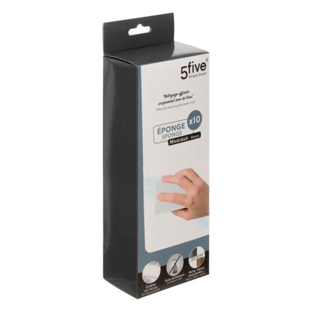 FIVE Lot de 10 Éponges Magiques  Gomme  10cm Blanc