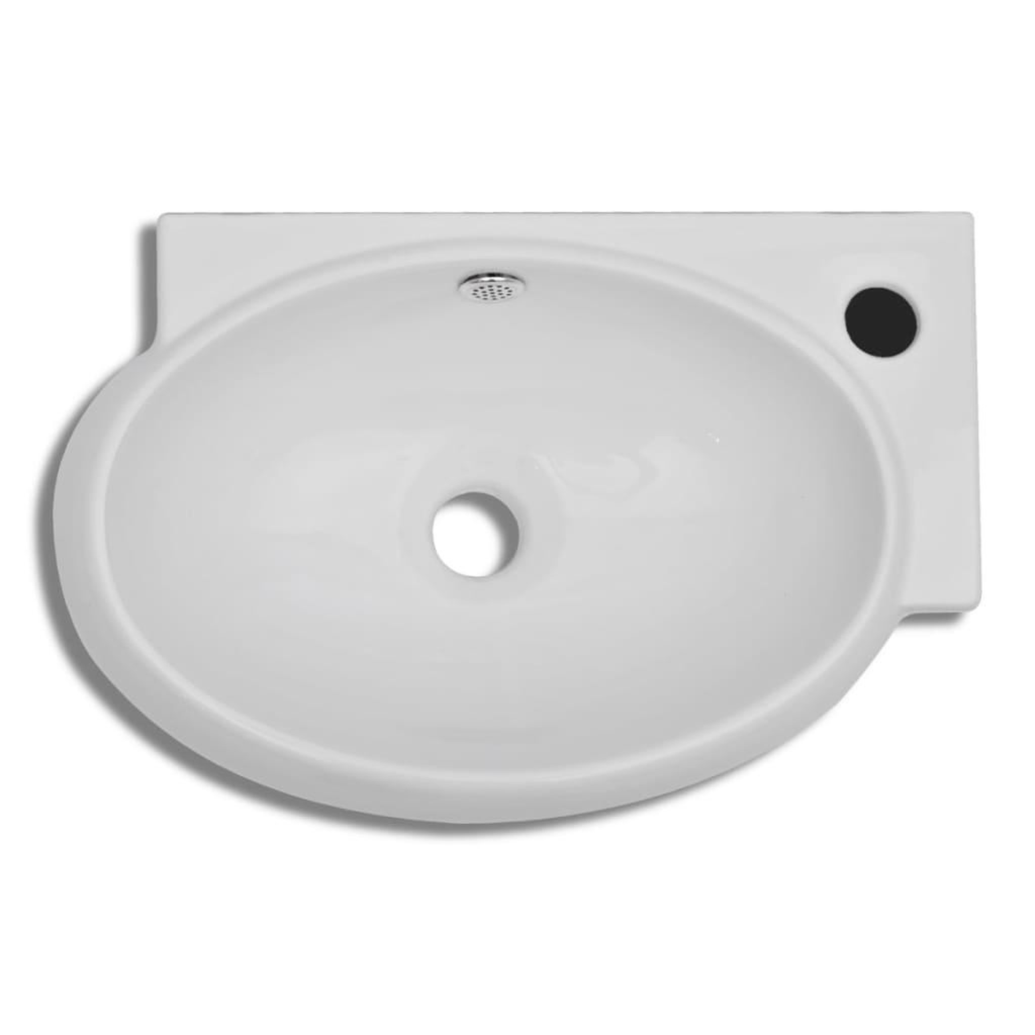 Voir la diapositive 4 : VIDAXL Vasque de salle de bains ceramique blanc avec trou de trop-plein