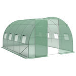 OUTSUNNY Serre tunnel de jardin - 12m², 295x400x200cm - porte et 8 fenêtres - bâche PE haute densité 140 g/m² - pour extérieur - vert