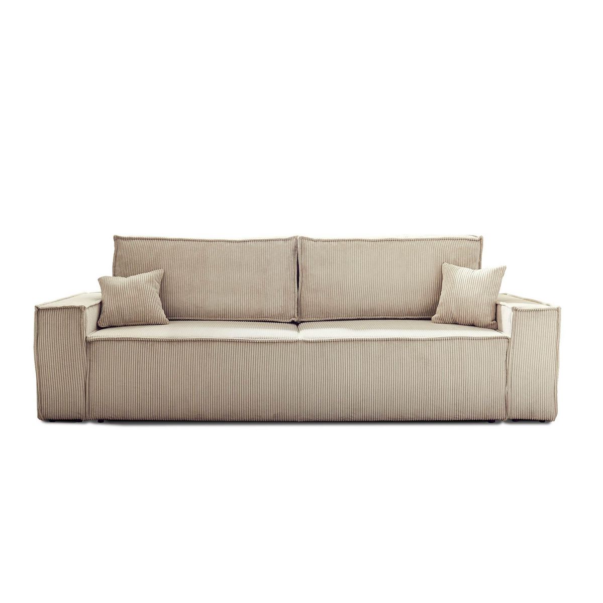 BEST MOBILIER Dellia - canapé 3 places convertible - avec coffre - en velours côtelé - style contemporain