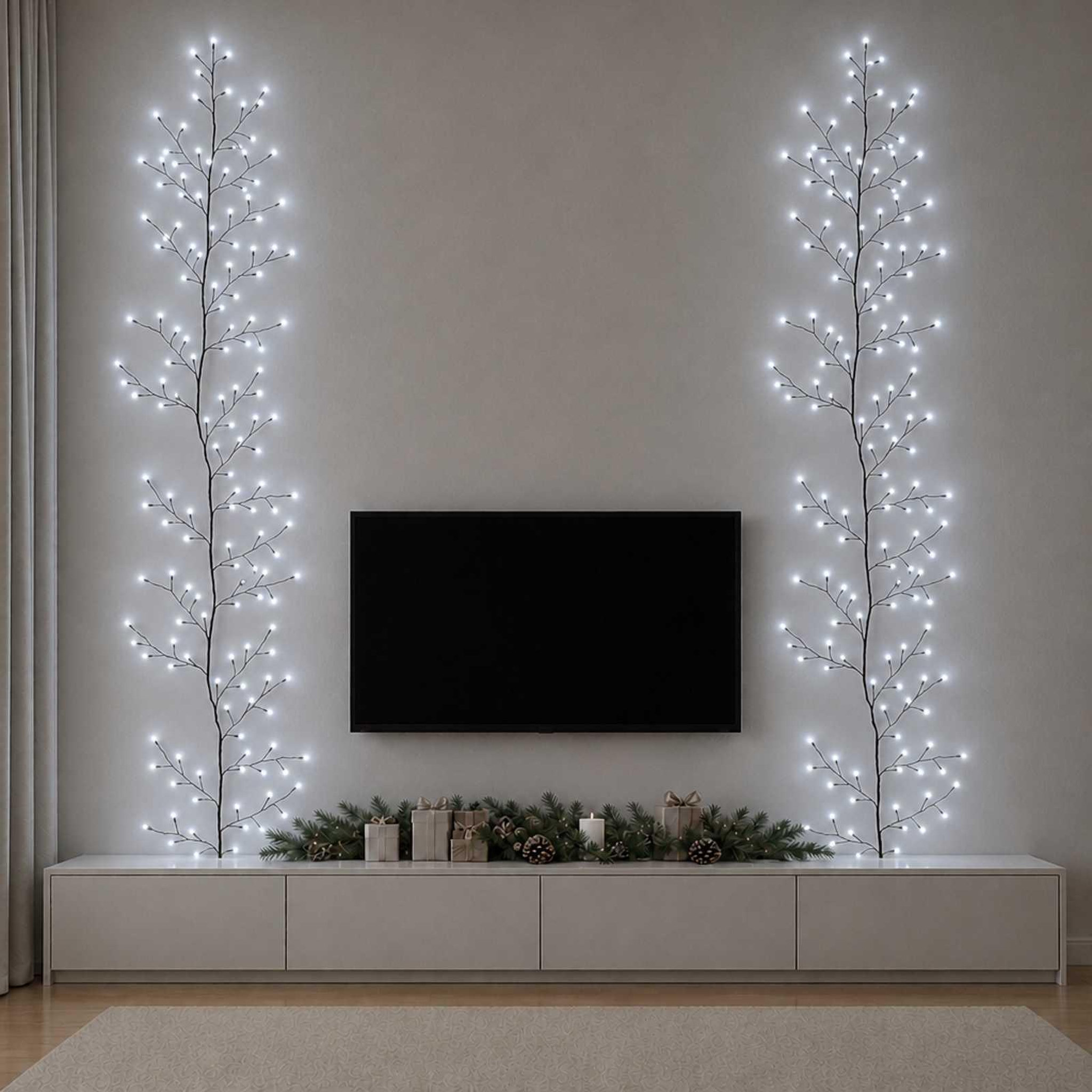 Voir la diapositive 4 : VIDAXL Decoration de Noël en liane de saule a LED 2 pc Noir 270 cm