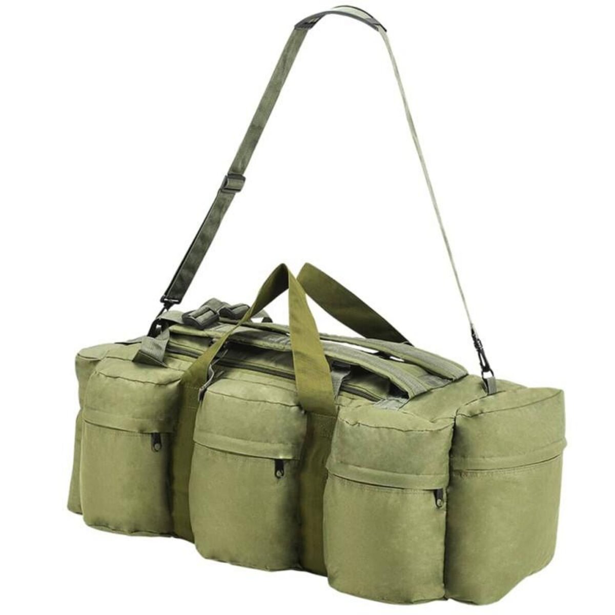 VIDAXL Sac de sport style militaire 3 en 1 90 L Vert olive