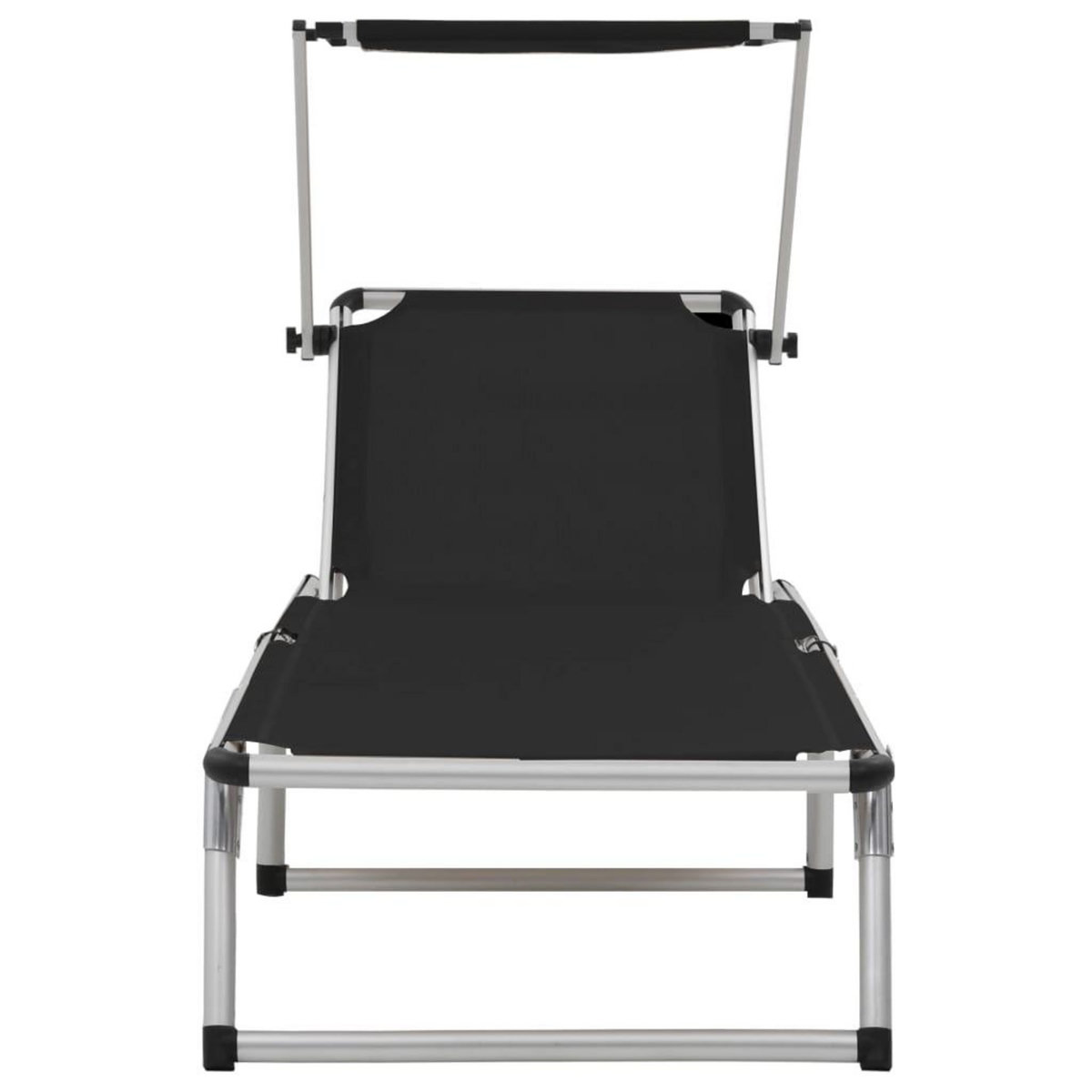 VIDAXL Chaises longues pliables et toit lot de 2 Aluminium textilene